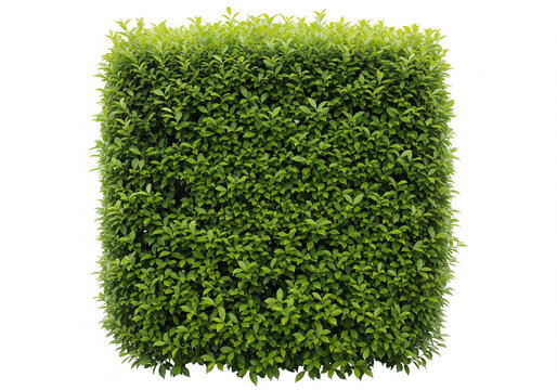 premium dense symmetrical green hedge shrub without flowers isolated on white background 4 by 3 ratio - Powered by Adobe