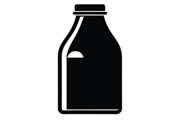Milk or Cream Bottle Illustration Black Silhouette of a Traditional Container Icon
