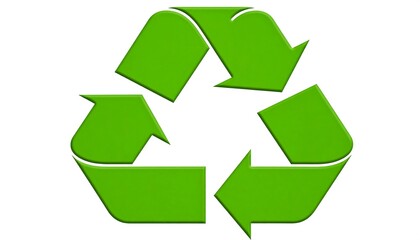 Obraz premium Green recycle symbol on a white background.