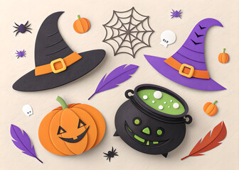 Fototapeta premium Halloween clipart, illustrations and design elements set.