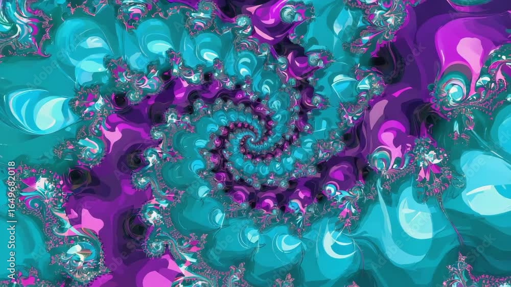 Poster turquoise and light blue colors blend seamlessly in a mesmerizing spiral pattern, creating an abstra