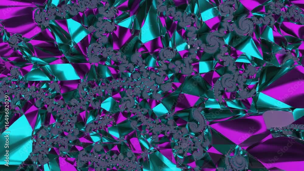 Poster turquoise crystallized abstract background featuring intricate, flowing patterns seamlessly integrat