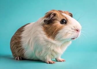 Fototapeta premium realistic guinea pig on teal background