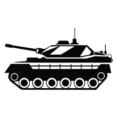 Fototapeta premium Vector Illustration Silhouette of a Military Tank with Cannon and Wheels Detail