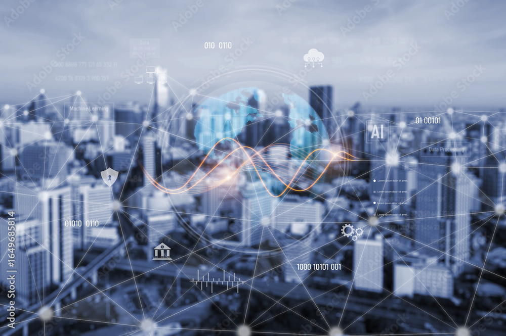 Poster global ai and data processing system enhances data, ai, and processing efficiency through digital ne