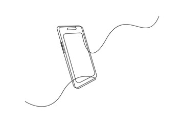 Obraz premium Smart phone continuous one line drawing in minimalist style isolated outline vector illustration art