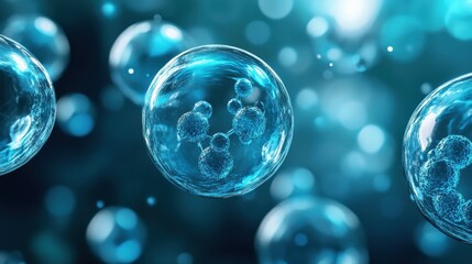 Blue Cellular Structures on Dark Background