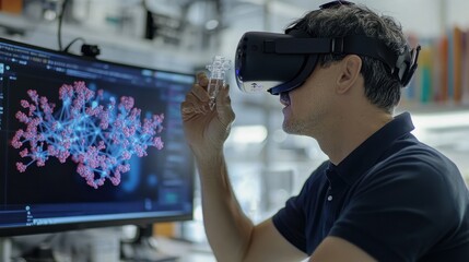 Man Using Virtual Reality for Scientific Research