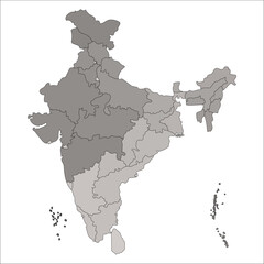 Obraz premium Detailed India Map, Editable vector map of India with states and borders for design, print, and web use.