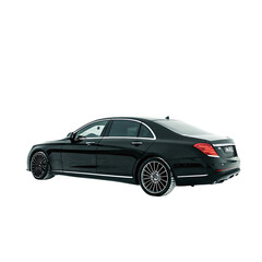 Naklejka premium Luxury black sedan car side view isolated on transparent background