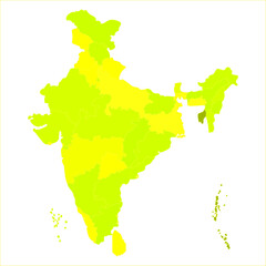 Obraz premium High Resolution India Map, India map for educational purposes with all state and UT details. Indian map state coloured