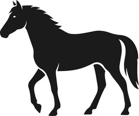 Majestic Black Horse Silhouette Illustration.