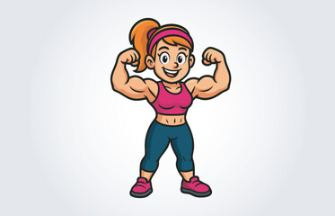Body Builder Mascot Cartoon Vector Template