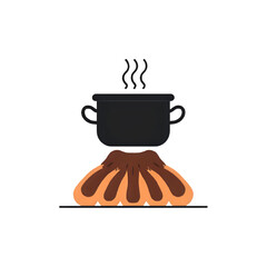 Cooking Pot on Fire: Delicious Food Recipe Illustration
