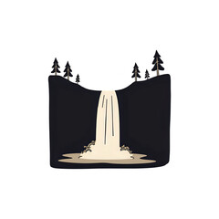 Mysterious Waterfall: Dark Minimalist Nature Illustration