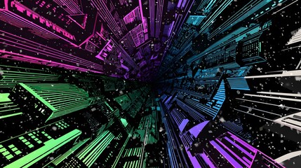 Futuristic Neon Digital Tunnel