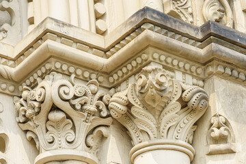Colonial heritage architectural detail of University College building, Toronto, Canada