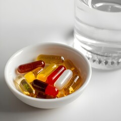pills on white background