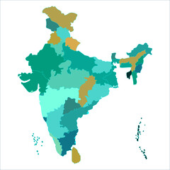 India Labeled Map, High-quality India map with all state boundaries for business and travel guides. Indian map state coloured