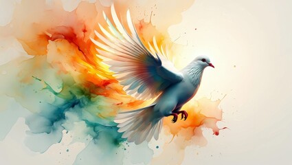 Abstract Watercolor Dove - Symbol of Peace and Hope