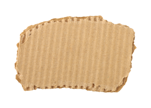 Brown cardboard torn paper edge sheet isolated on transparent background
