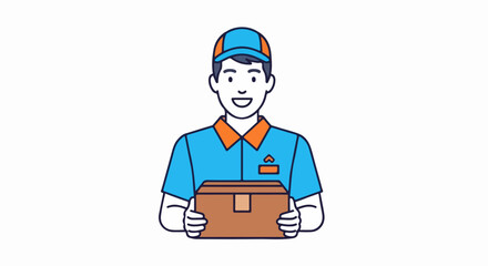 Cheerful Delivery Person Holding a Brown Cardboard Package.