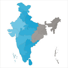 Obraz premium India Map Design, Detailed India map for learning, travel, and infographic design. Indian map state coloured