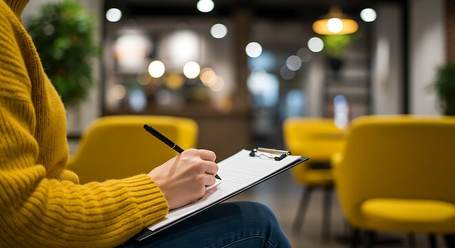 woman using tablet computer in cafe steadicam shot