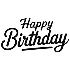 Elegant Happy Birthday Calligraphy on White Background Celebration Greeting,PNG