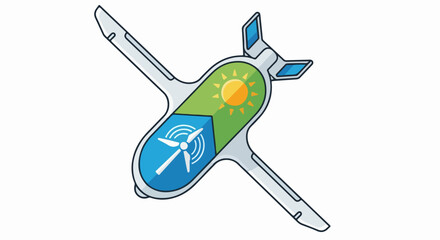 Futuristic Eco-Friendly Drone with Solar and Wind Power Elements.