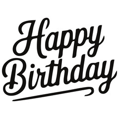 Elegant Happy Birthday Calligraphy on White Background Celebration Greeting,PNG