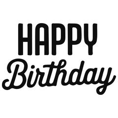 Elegant Happy Birthday Calligraphy on White Background Celebration Greeting,PNG