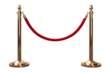 Velvet rope stanchion isolated on a transparent background