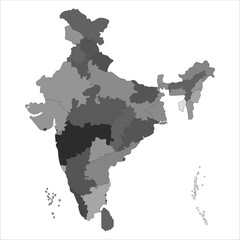 Obraz premium India Map Outline, Accurate India map with clear state names and capitals for study and research. Indian map state coloured