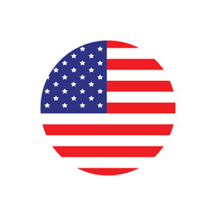 USA Flag Round Icon Vector