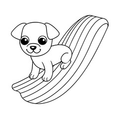 Obraz premium black outline printable puppy sliding down