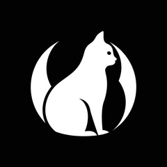 Modern cat logo vector on black background, ideal for pet grooming, cat cafes, and luxury brand identity.