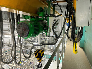 Electric overhead traveling crane in production