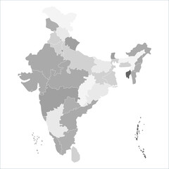 India Travel Map, India map with all states and capitals in clear vector format. Indian map state coloured