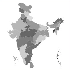 India Travel Map, India map with all states and capitals in clear vector format. Indian map state coloured