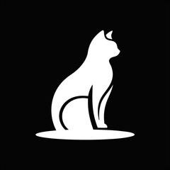 Elegant modern cat logo icon on black background, great for pet grooming salons and animal-themed cafes.