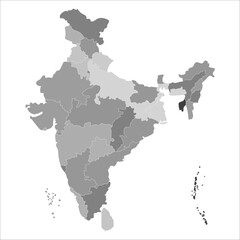 Obraz premium India Travel Map, India map with all states and capitals in clear vector format. Indian map state coloured