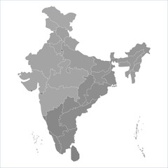 India Travel Map, India map with all states and capitals in clear vector format. Indian map state coloured