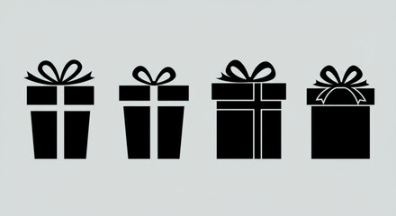 Black gift boxes with bows, presents for holiday celebrations and special events