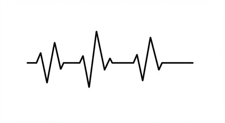 Black heartbeat line on plain white background, medical and healthcare concept