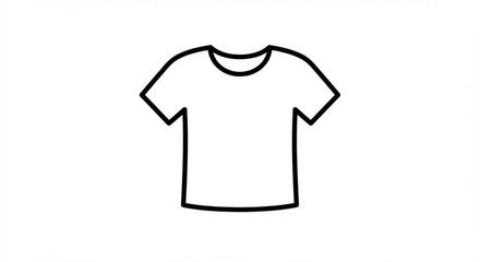 Simple black outline T-shirt on white, clothing apparel fashion design