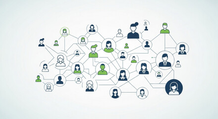 Network with People Icons Connected by Lines, Illustrating Social Connections
