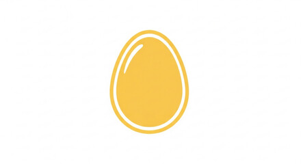 Yellow egg with white outline on white background, food, breakfast