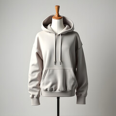 AI Generated Hoodie Mockup on Mannequin with Fashion Studio Backdrop, Soft Shadow, Plain Background