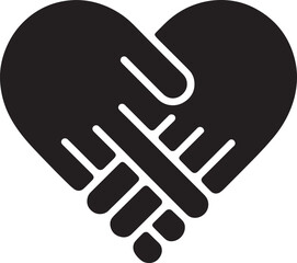 Fototapeta premium Interlocking Hands Heart Icon for Collaboration and Mutual Aid Initiatives Design